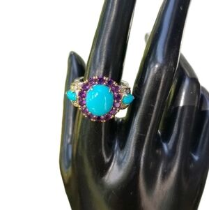 MICHAEL VALITUTTI GEMS EN VOGUE STERLING SILVER, TURQUOISE & AMETHYST RING